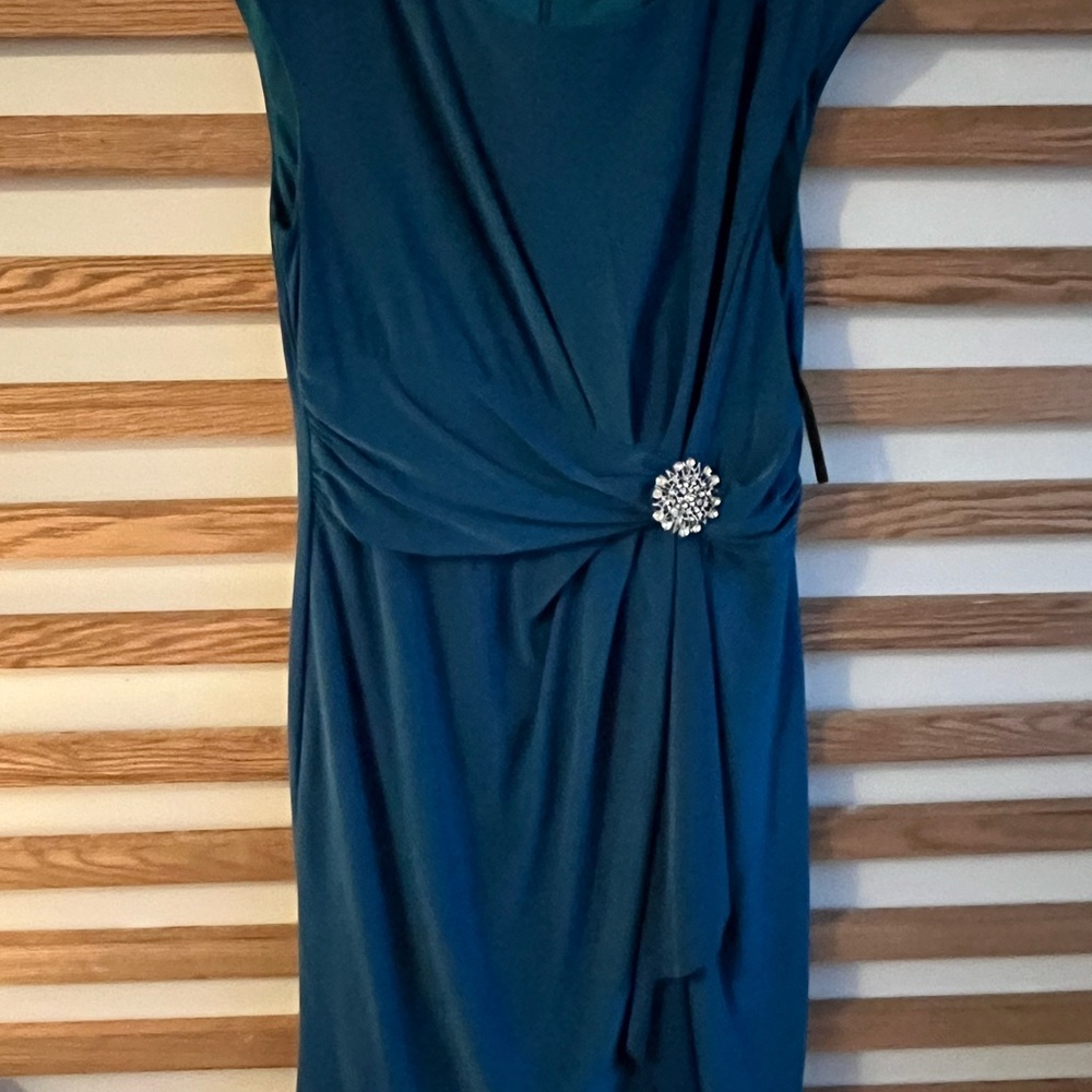 Blue Asymmetrical Ruched Cocktail Dress